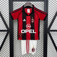 T-shirt et Short pour Enfant AC MILAN Home Rétro 98/99