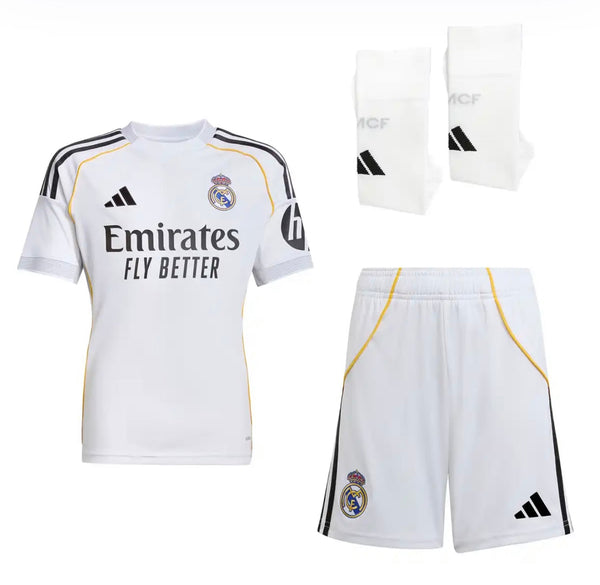 T-shirt et short Real Madrid Home 25/26 Enfant - Avec Chaussettes
