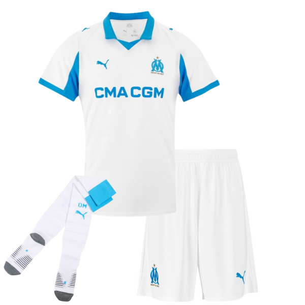 Olympique de Marseille Home 25/26 Enfant - Avec des Chaussettes