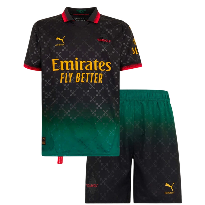 T-shirt et Short pour Enfant Black PUMA X AC MILAN X OFF-WHITE 24/25