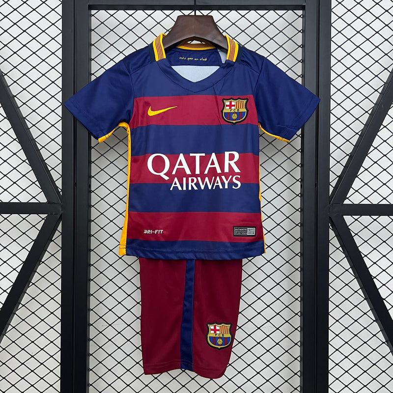 T-shirt et Short Enfant Retro FC Barcelona Home 15/16
